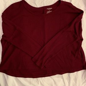 Long Sleeve Waffle Cropped Shirt
